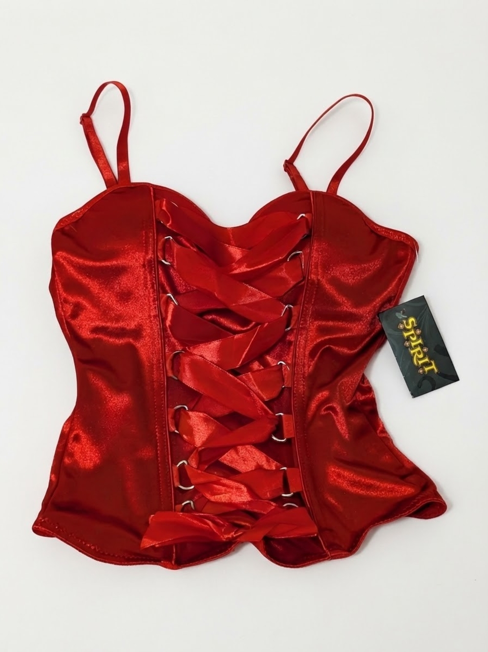 Spirit Red Satin Lace-Up Camisole Corset